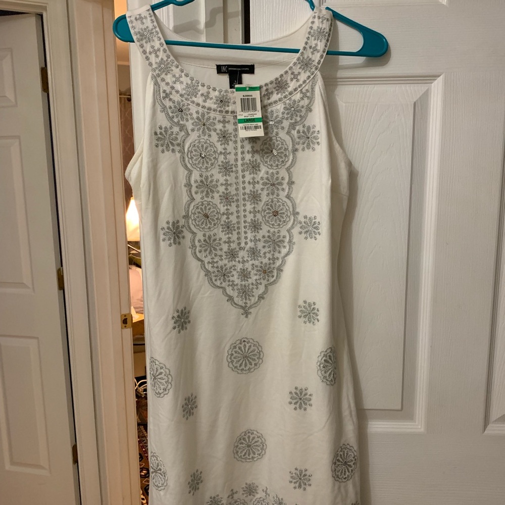 INC Embroidered white dress